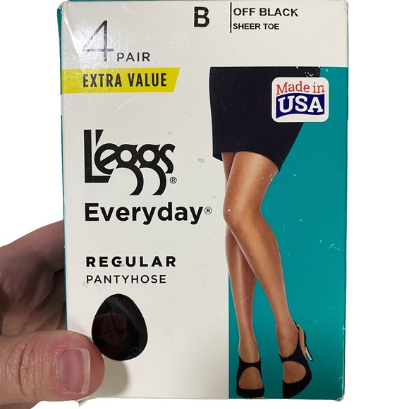 NIB Leggs Everyday Regular Pantyhose 4 Pair Size B Medium Off Black Sheer Toe - Picture 1 of 8